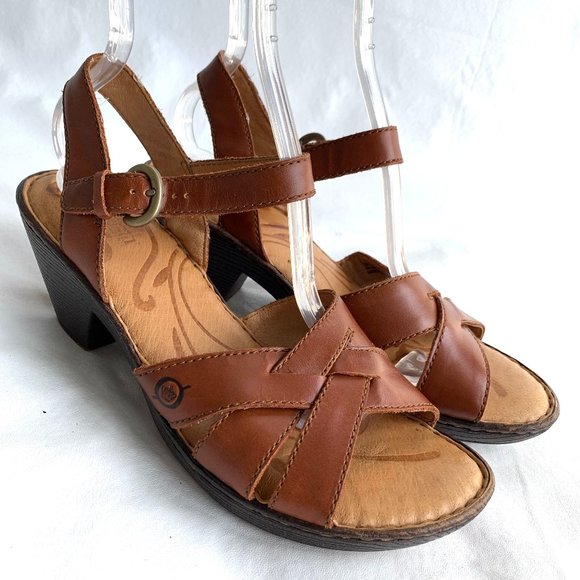 Born Shoes - Born Belinda sandal brown leather ankle strap heel